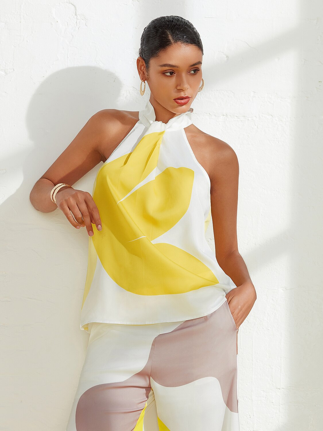 Satin Floral Halter Top