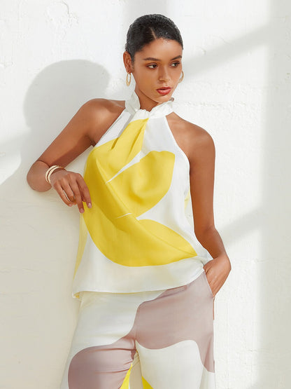 Satin Floral Halter Top
