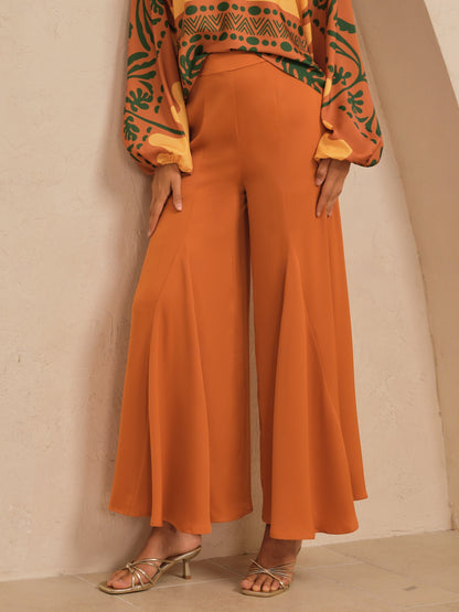 Satin Wide Leg Burgundy Pocket Pants