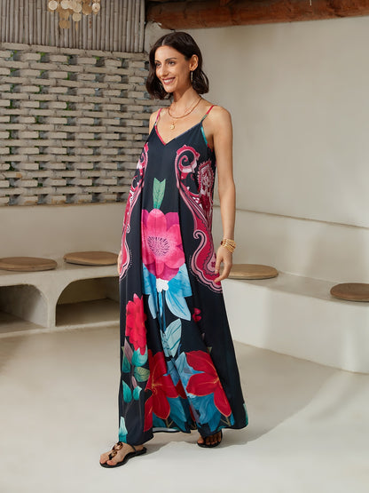 Satin Floral Print Camisole Jumpsuit