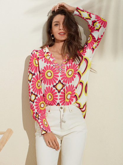 Satin Floral Print Shirt