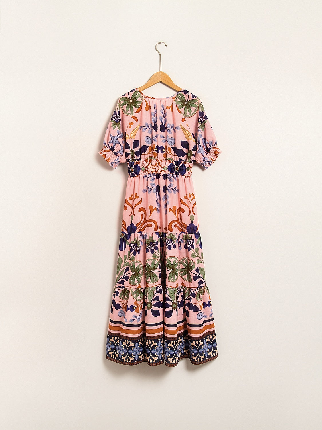 Floral Lace Up Short Midi Dress