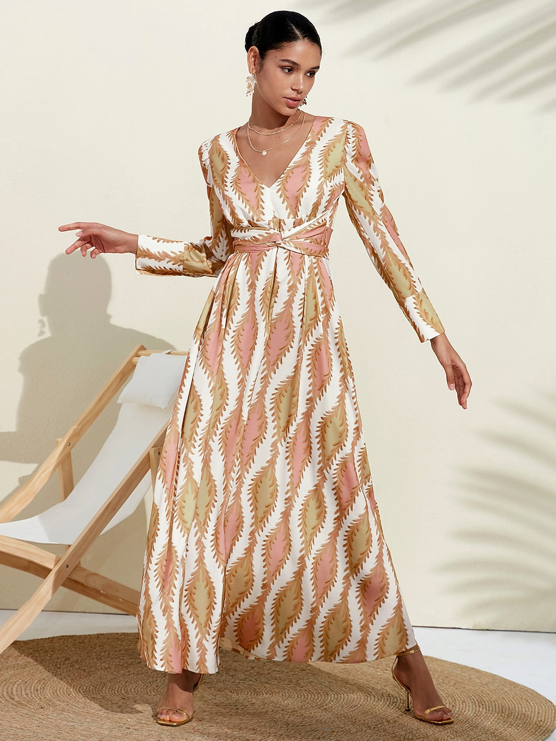 Maxi Dress White Satin Floral Print