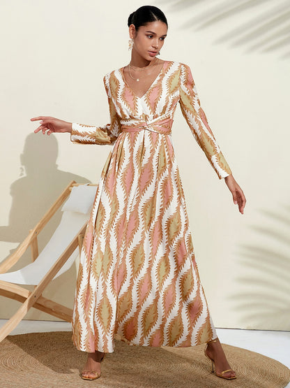 Maxi Dress White Satin Floral Print