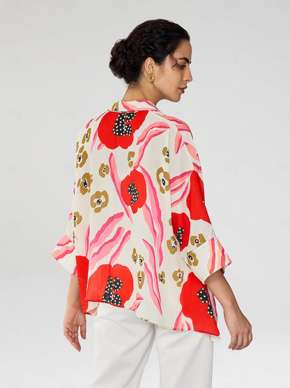 Chiffon Floral Print Casual Daily Shirt