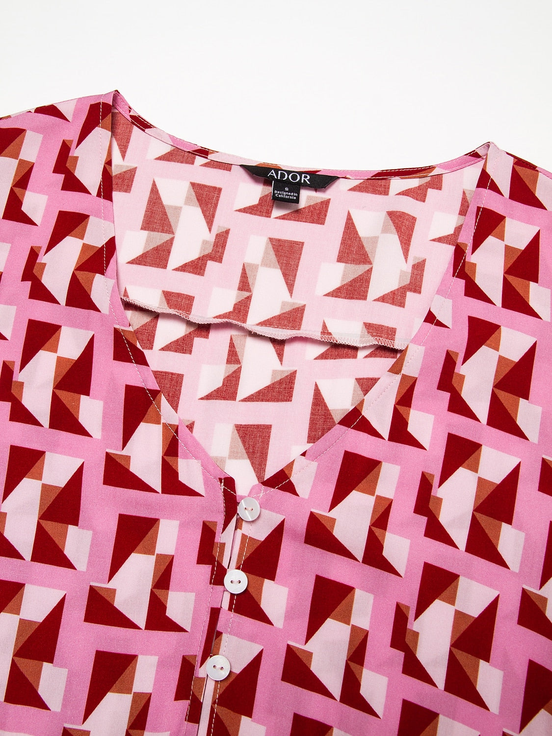 Resort Maxi Dress Pink Short Geometic Drawstring