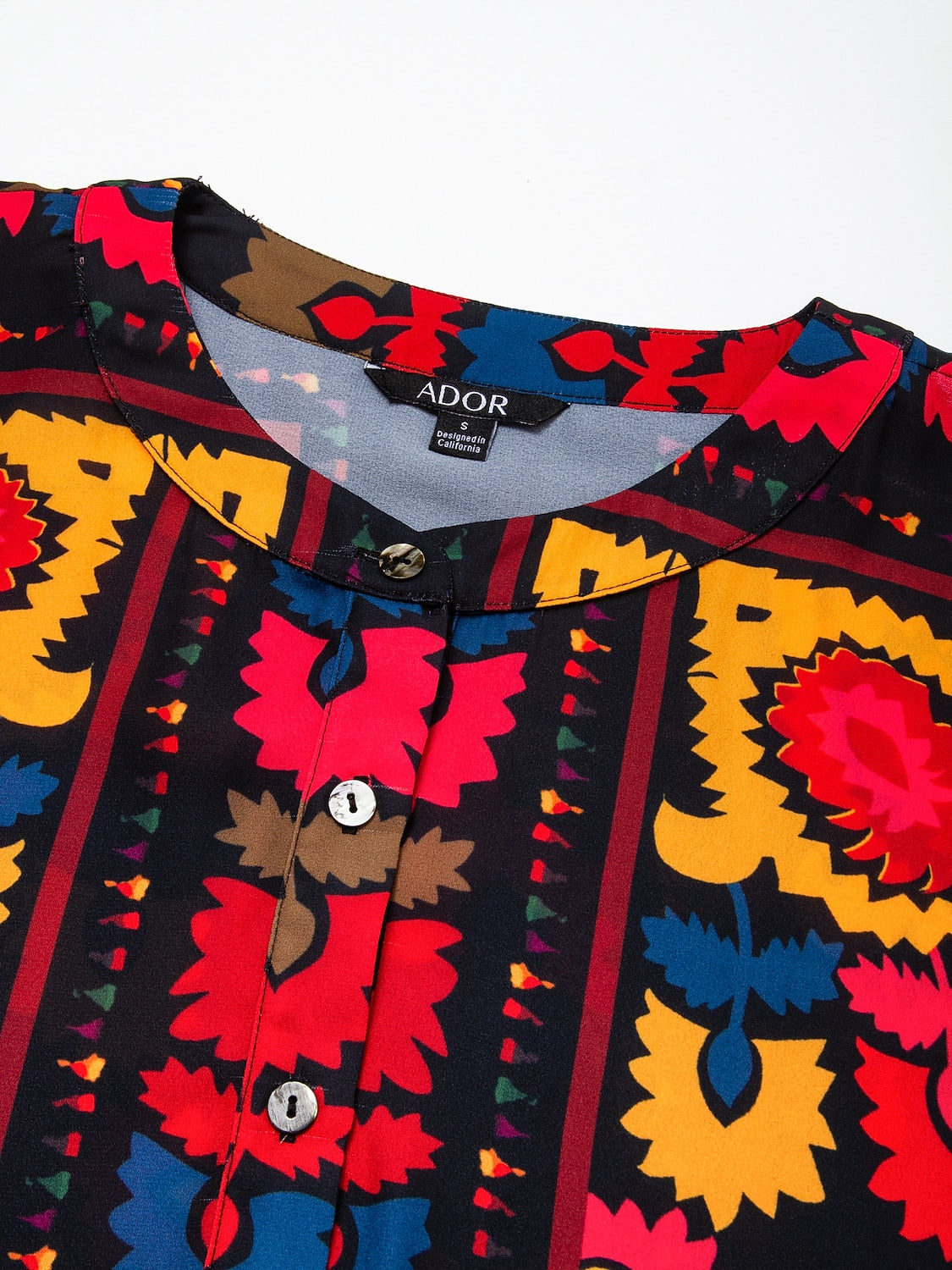 Top Chiffon Floral Print Lapel Ethnic Style