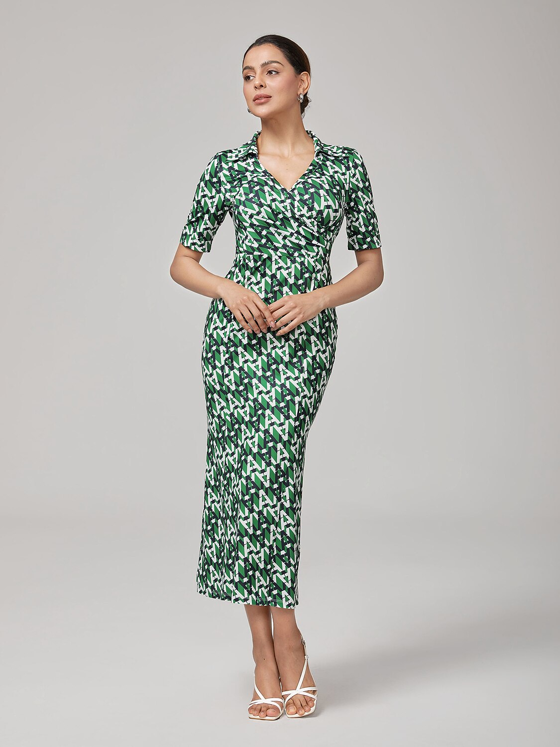 Stretch Waist-Cinching Mermaid Midi Satin Dress