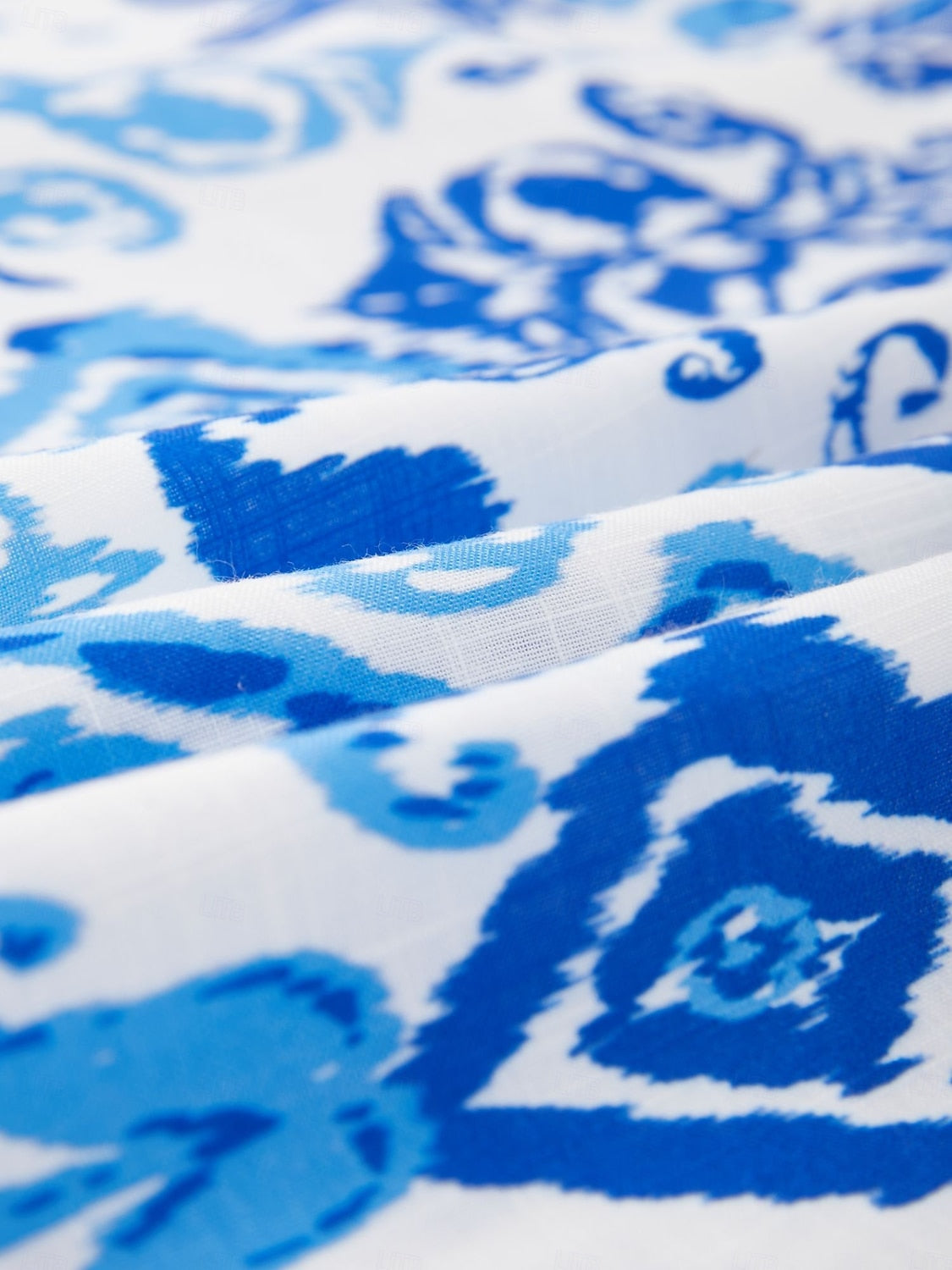 Monochrome Print Linen Look Midi Shirt Dress