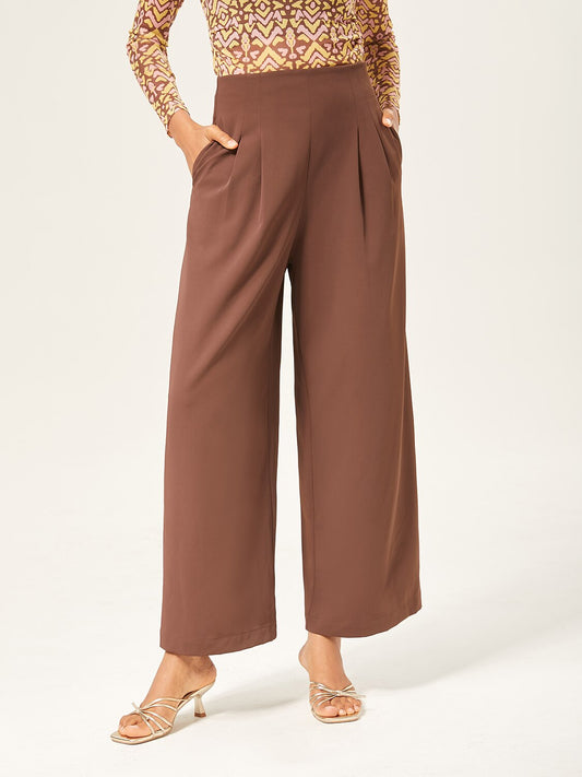 Mocha Brown Slimming Straight-Leg Pants