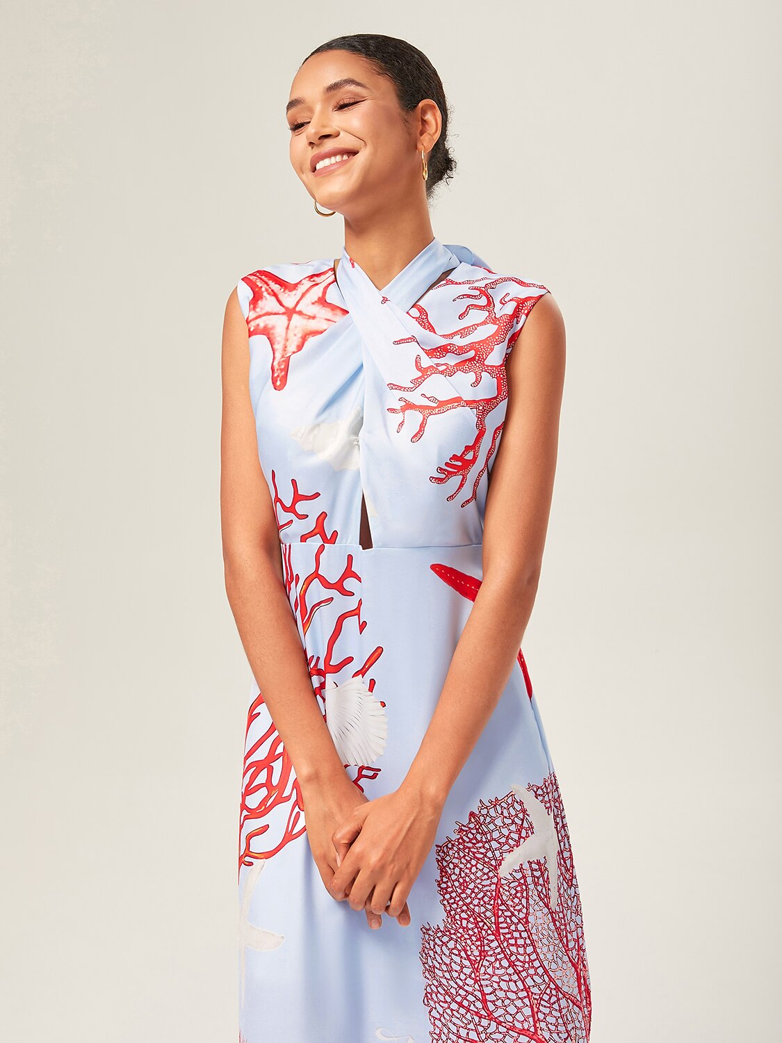 Elegant Ocean Tie Maxi Dress