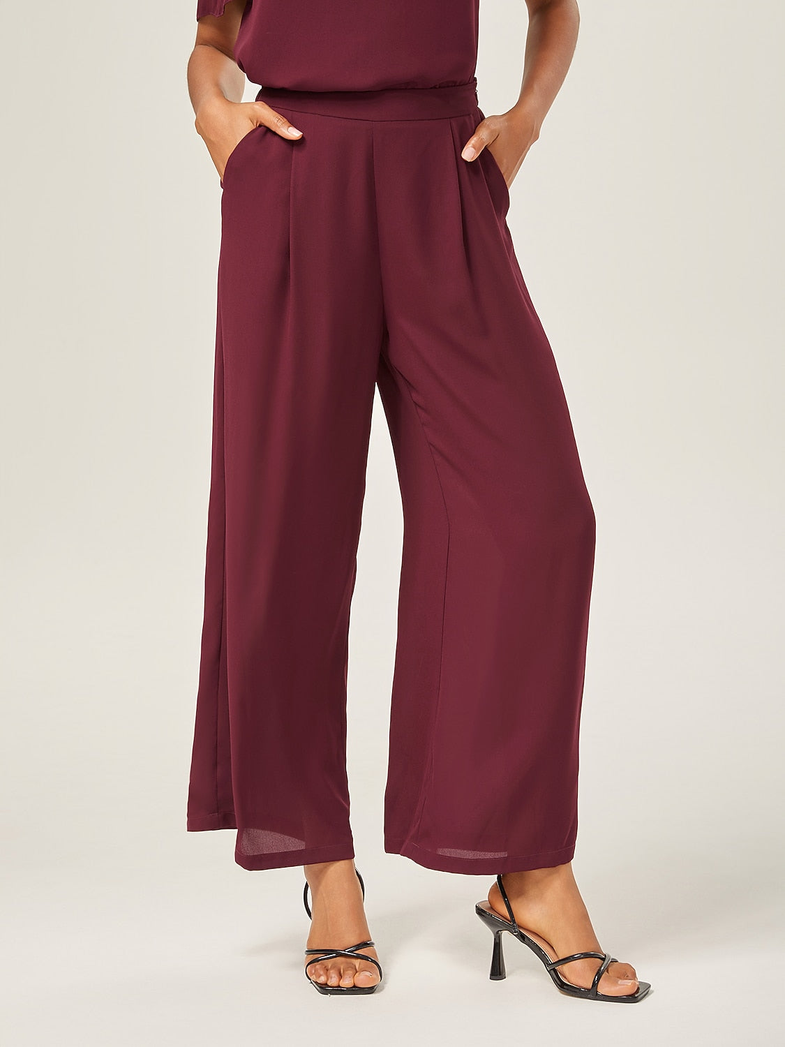 Loose Culottes Wide Leg Full Length Chiffon Pants