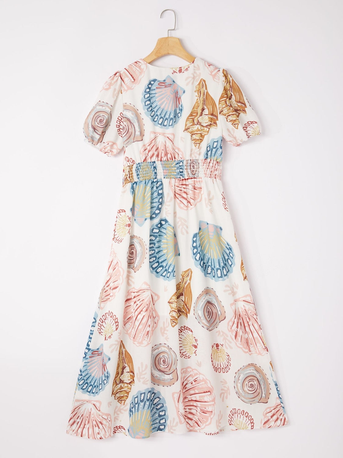 Linen-Like Smocked A-Line Midi Dress