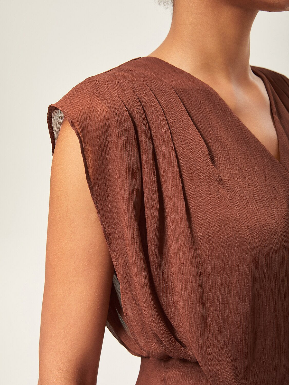 V-Neck Asymmetric Sleeveless Chiffon Top