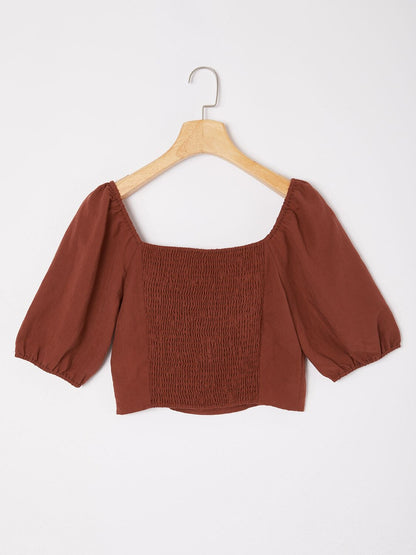 Lyocell-Blend Smocked Blouse