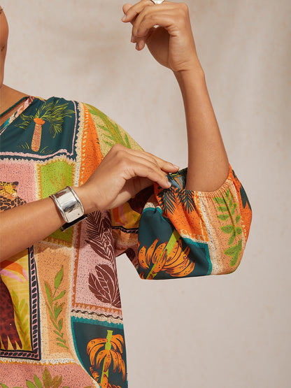 Vacation Tropical Element Floral Loose fit Chiffon Top