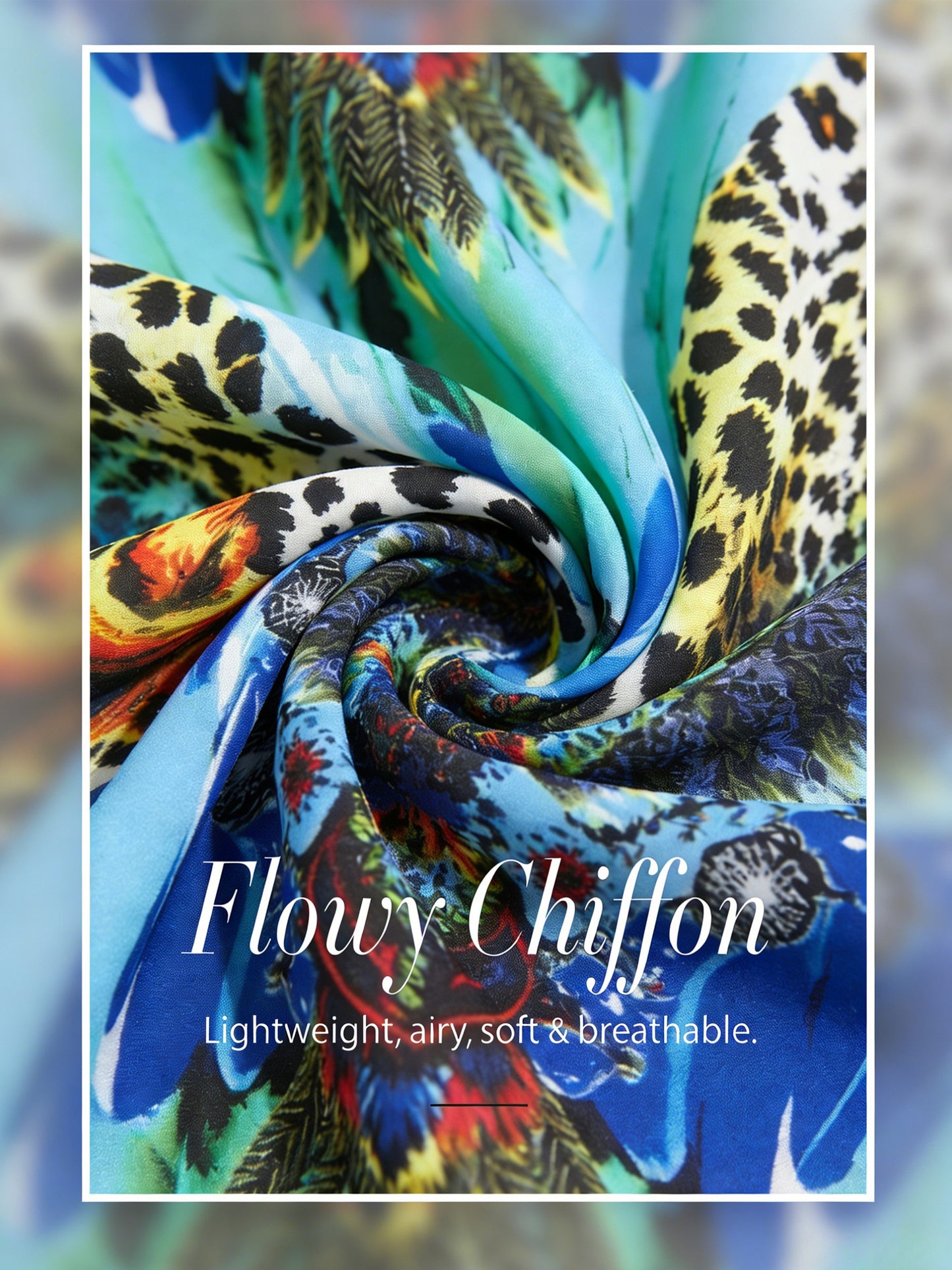 Midnight Blue Baroque Chiffon Three Quarter Sleeve Top