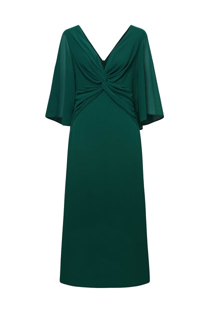 Chiffon Plain Ruffle Twisted Maxi Dress