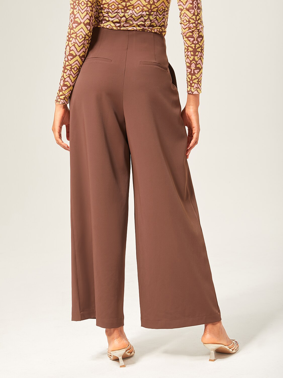 Mocha Brown Slimming Straight-Leg Pants