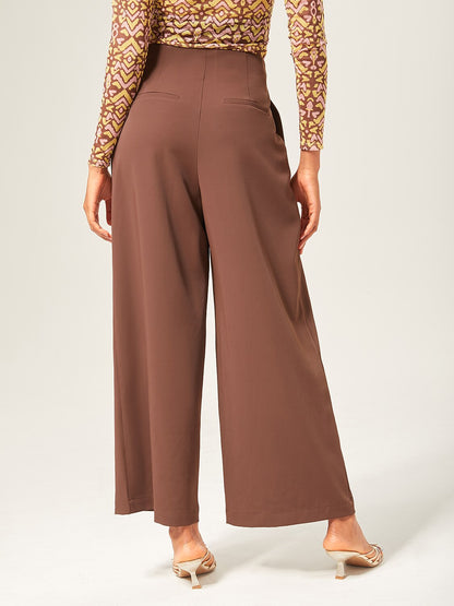 Mocha Brown Slimming Straight-Leg Pants