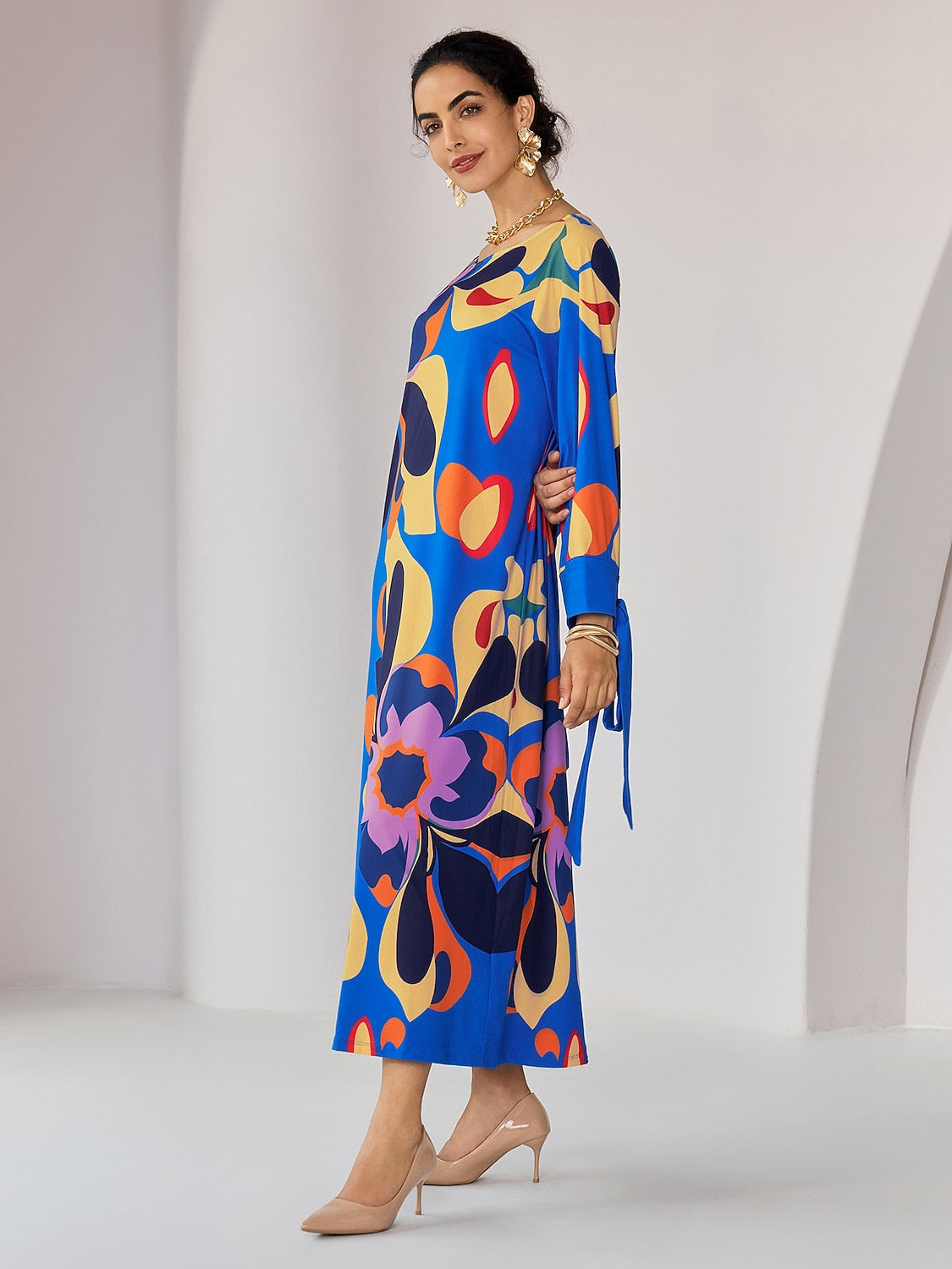 Loose Floral Printing Midi Dress