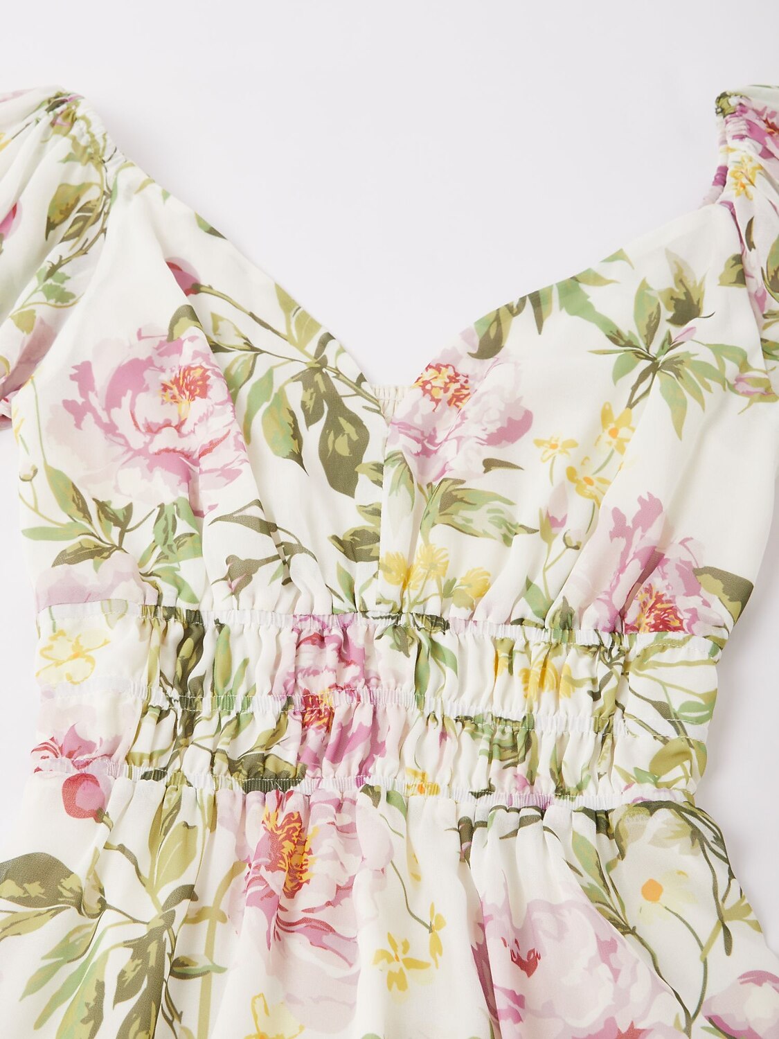 Elegant Floral Print Chiffon Flowy V-Neck Backless Maxi Dress