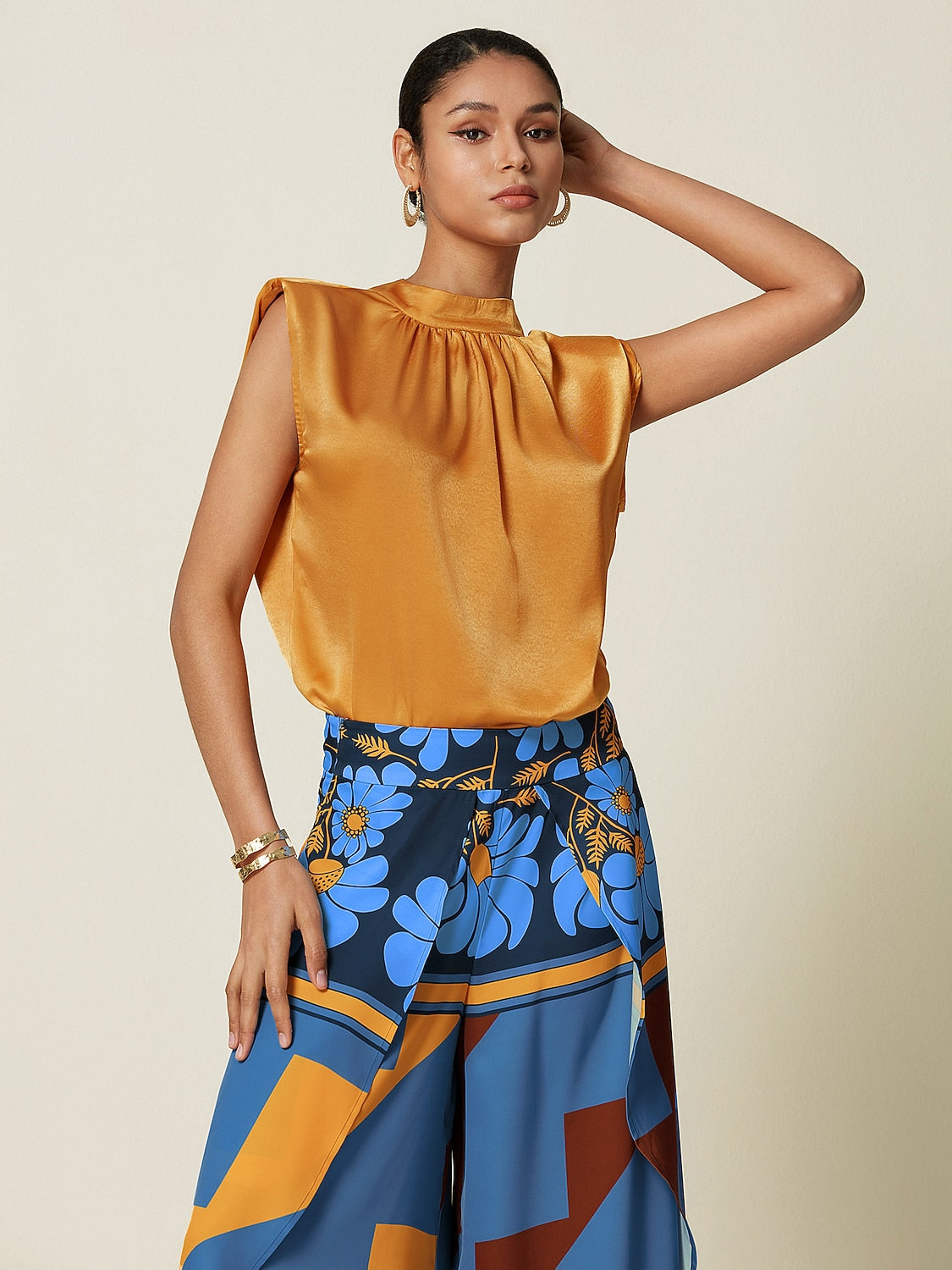 Satin less High Blouse