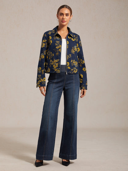 Casual Daily Solid Color Wide Leg Denim Pants