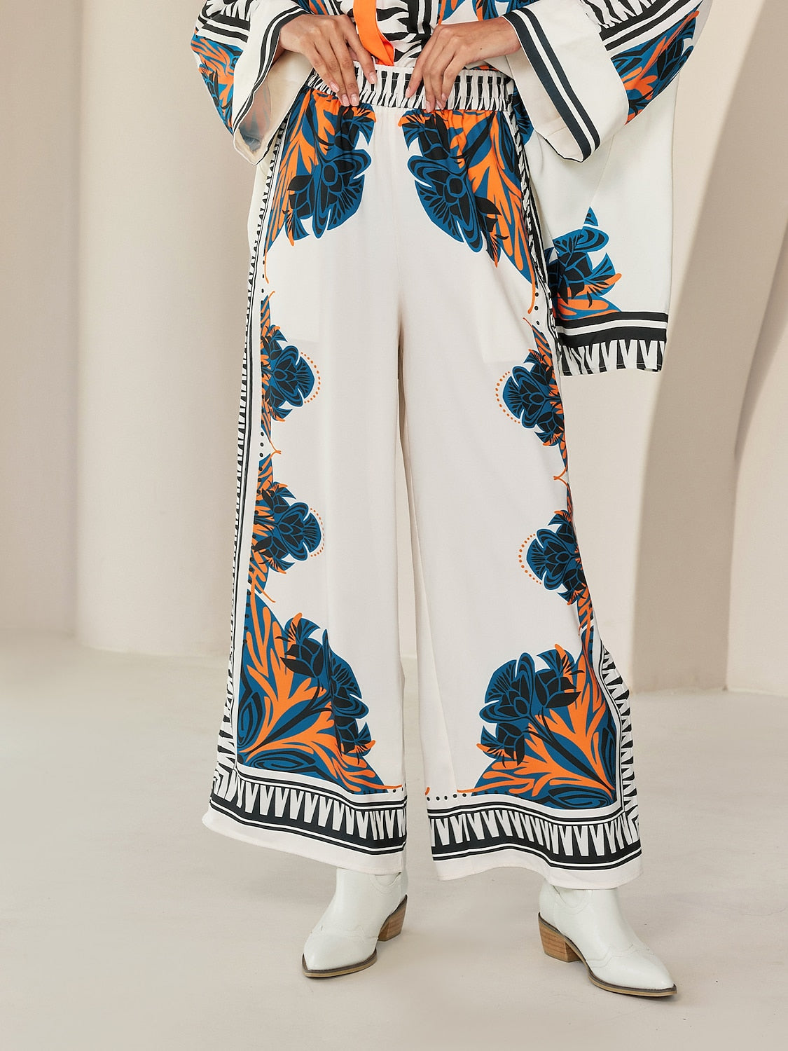 Pants Satin Wide Leg Maxi Loose Bohemian