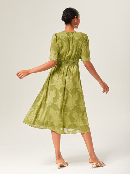 Green Short Jacquard Dress