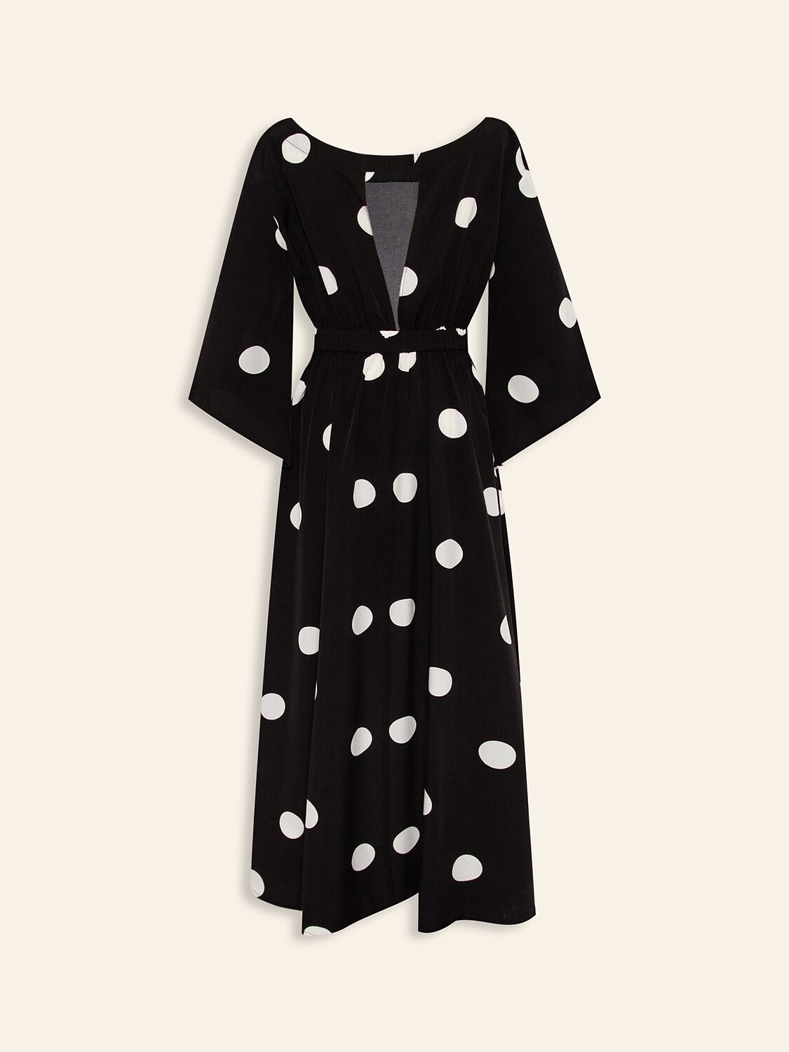 Black Polka Dot Print Asymetric Hem Off-Shoulder Dress