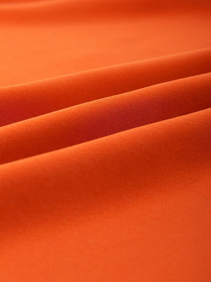 Satin Orange Stand Collar Wide Leg Pants Set