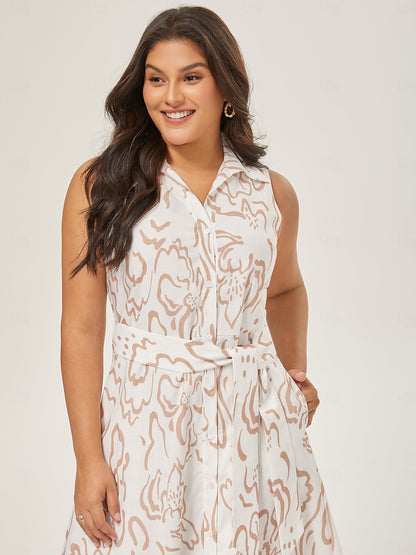 A Line Maxi Shirt Dress Pocket Waist Slim Fit