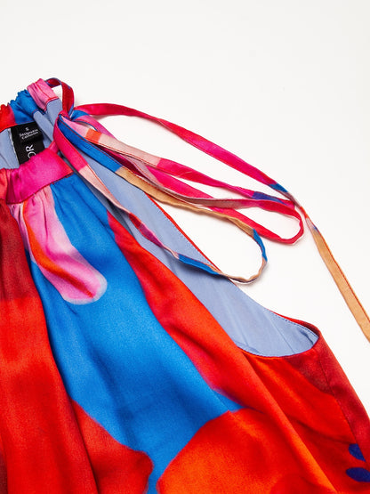 Tencel Floral Print Halter Maxi Dress