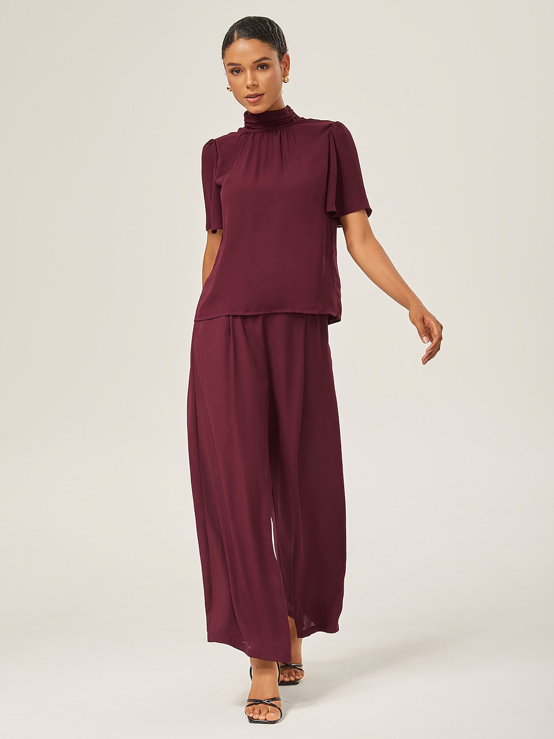 Loose Culottes Wide Leg Full Length Chiffon Pants
