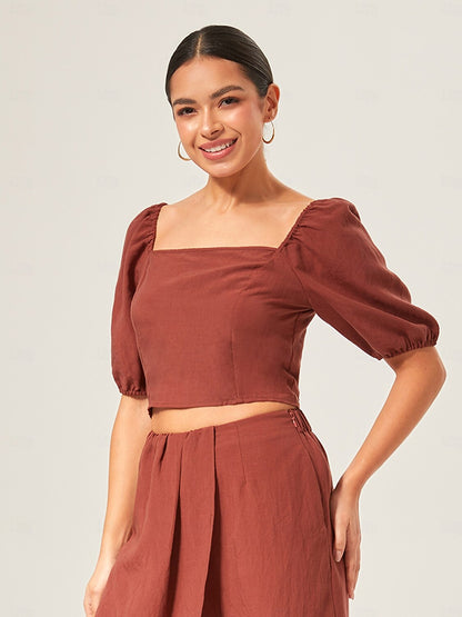 Lyocell-Blend Smocked Blouse