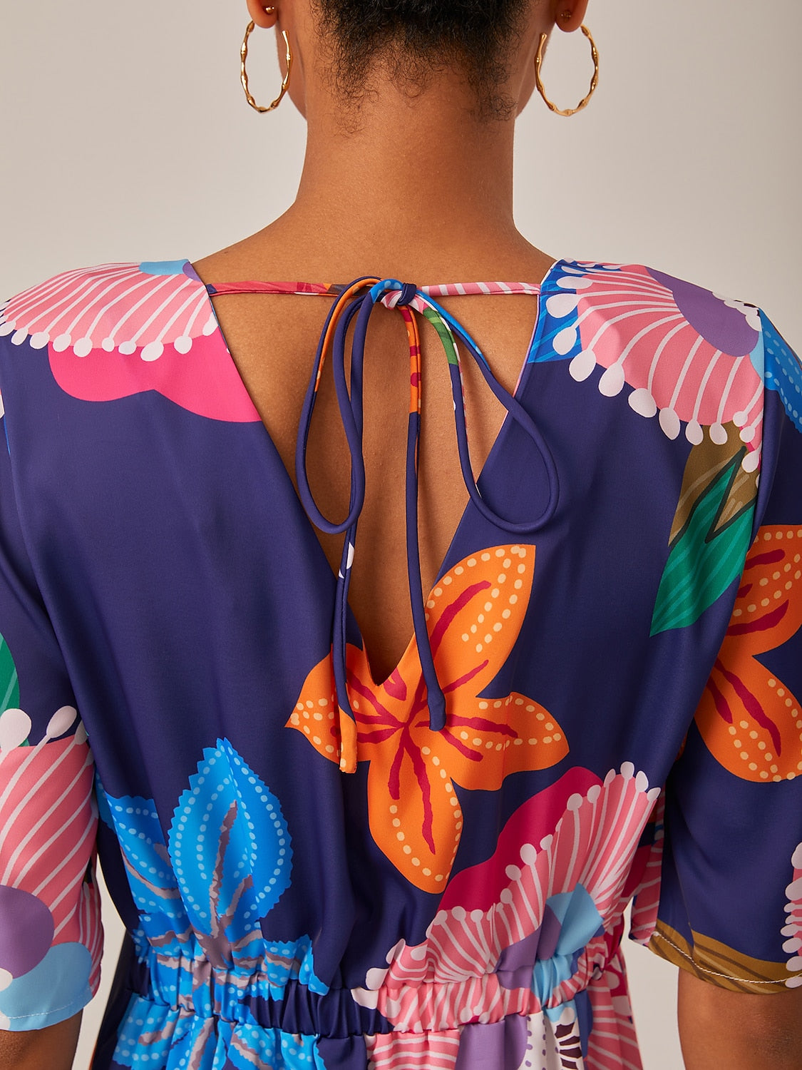 Satin Mini Dress  Floral Print Straight Fit Slimming Elastic Back     Dress