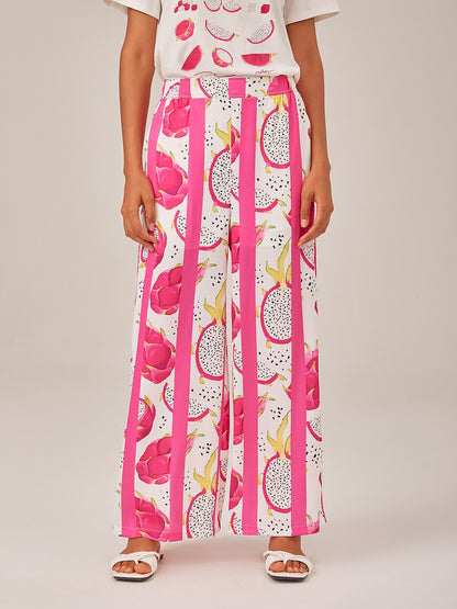 Dragon Fruit Striped Wide Leg Pants