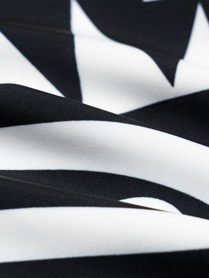 Wide Leg Pants Black Satin Full Length Printing