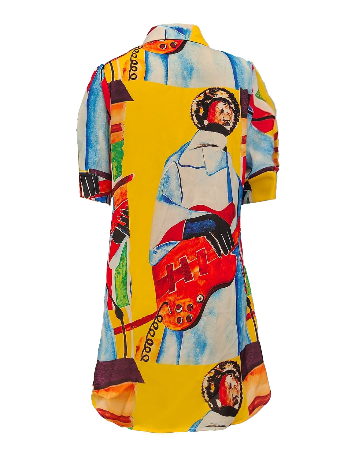 Mini Shirt Dress Satin Artistic Down Straight Fit