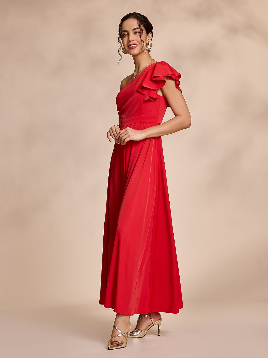 Satin Peplum Hem Solid Maxi Dress Dress