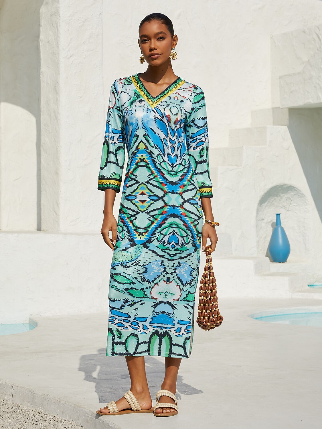 Stretch Python Motif Fitted Knit Dress