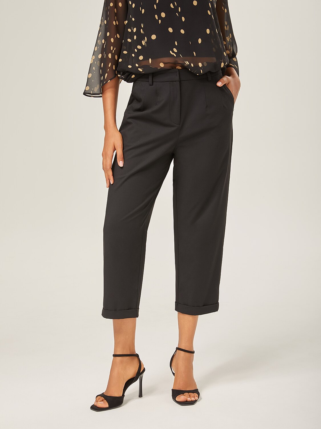 Slim Fit Black Wool Ankle Cigarette Pants