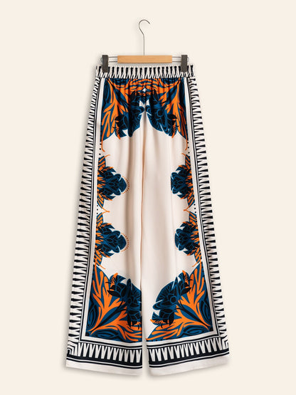 Pants Satin Wide Leg Maxi Loose Bohemian