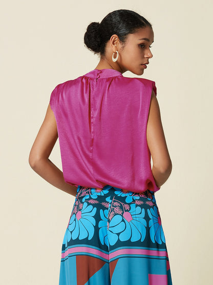 Satin less High Blouse