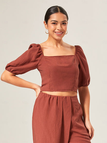 Lyocell-Blend Smocked Blouse