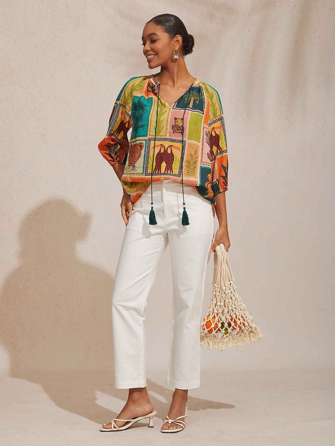 Vacation Tropical Element Floral Loose fit Chiffon Top