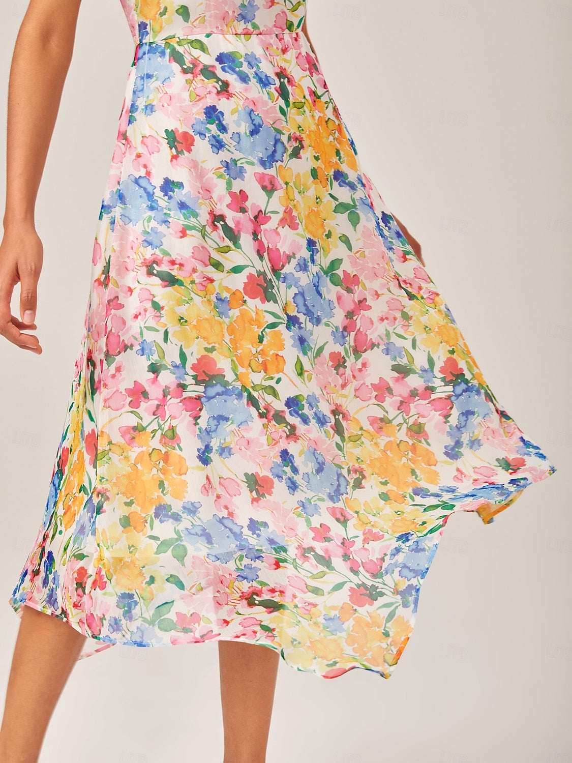 Chiffon Floral Print A-Line Short Sleeve Dress