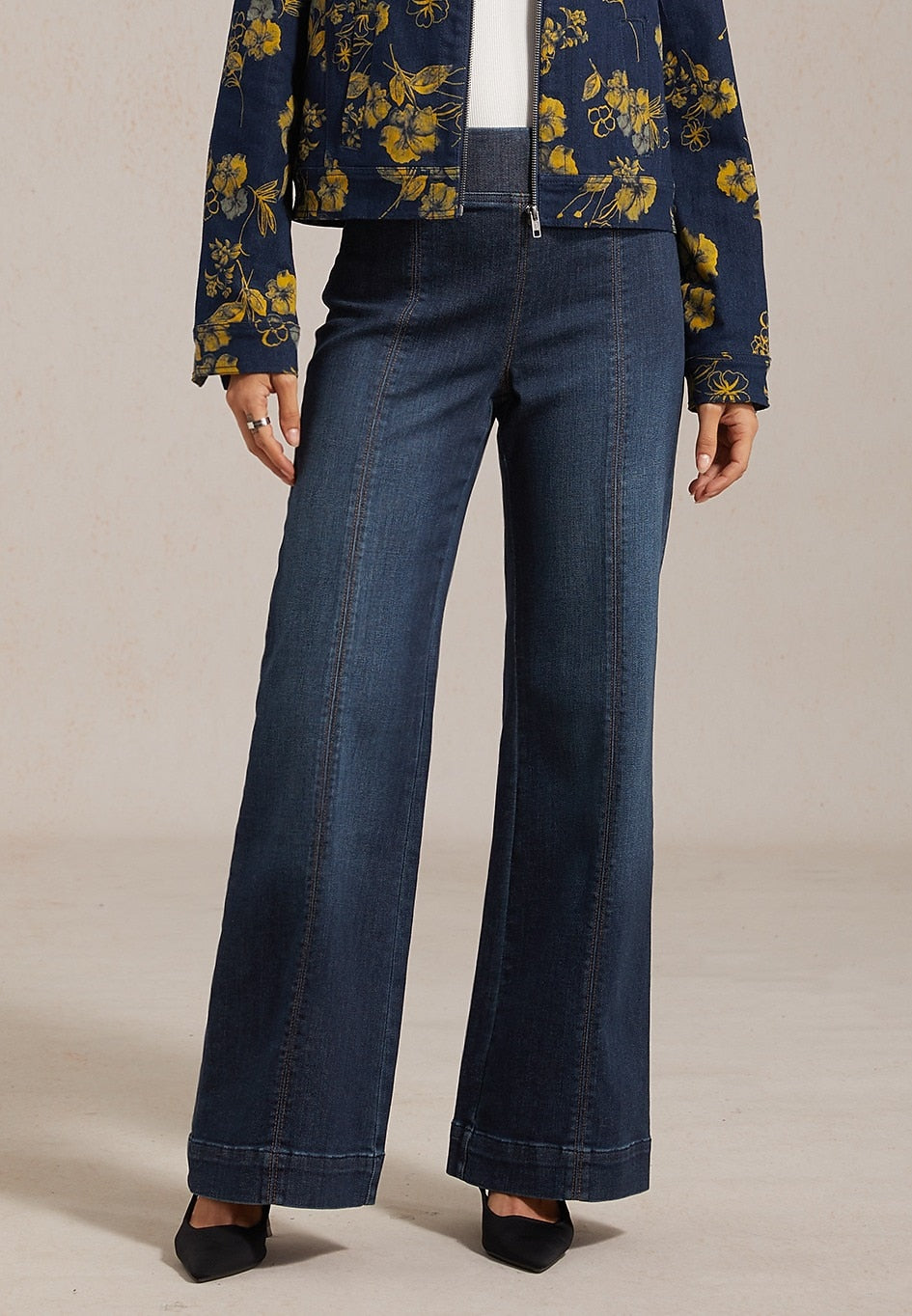 Casual Daily Solid Color Wide Leg Denim Pants