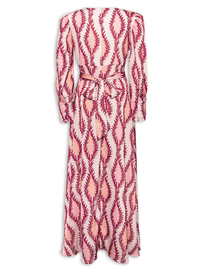 Maxi Dress White Satin Floral Print